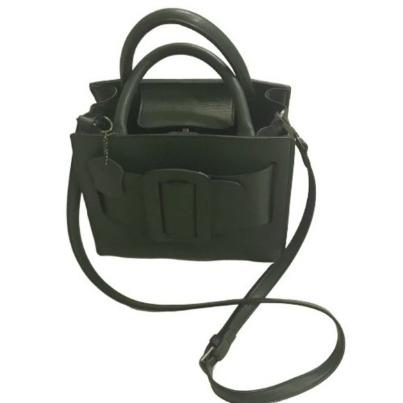 Handbags - Green Vegan Leather Belted Crossbody Bag